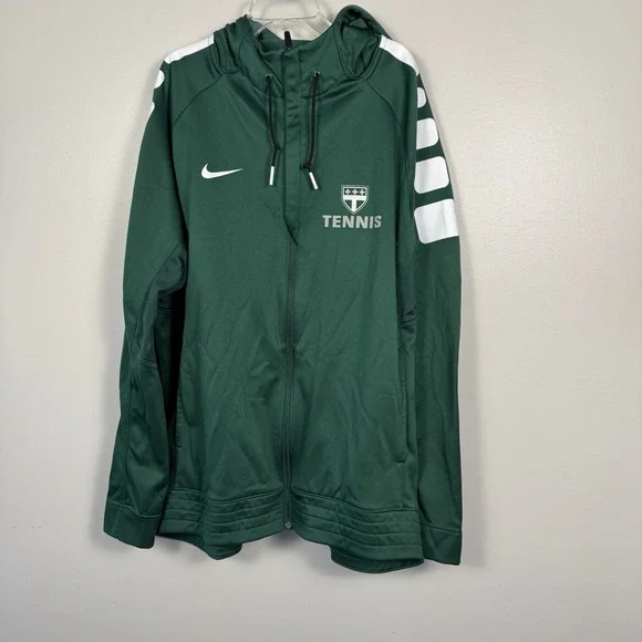 NIKE THERMA-FIT FULL ZIP HOODIE TRACK JACKET POLYESTER GREEN X-LARGE Tennis - Picture 3 of 8